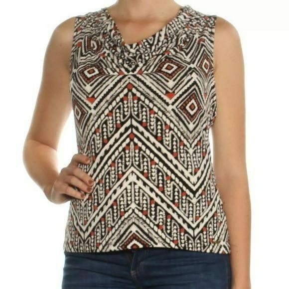 Calvin Klein Woman's Aztec Print Cowl Neck Sleeveless Top Size Large - Picture 1 of 11
